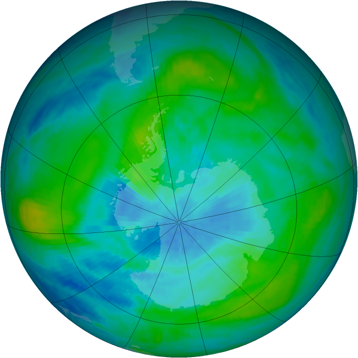 Antarctic ozone map for 09 March 1981